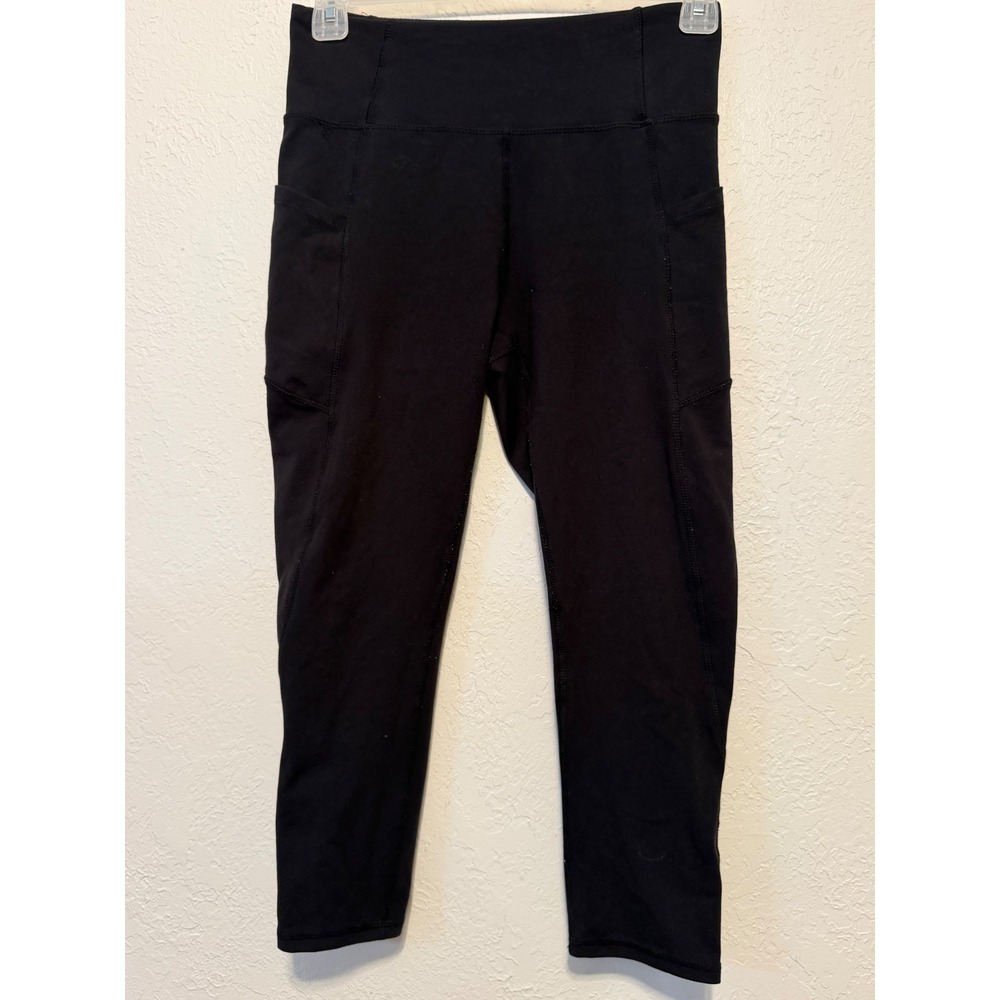 Jessica Simpson Active Black High Waisted Crop Leggings with Pockets Size M